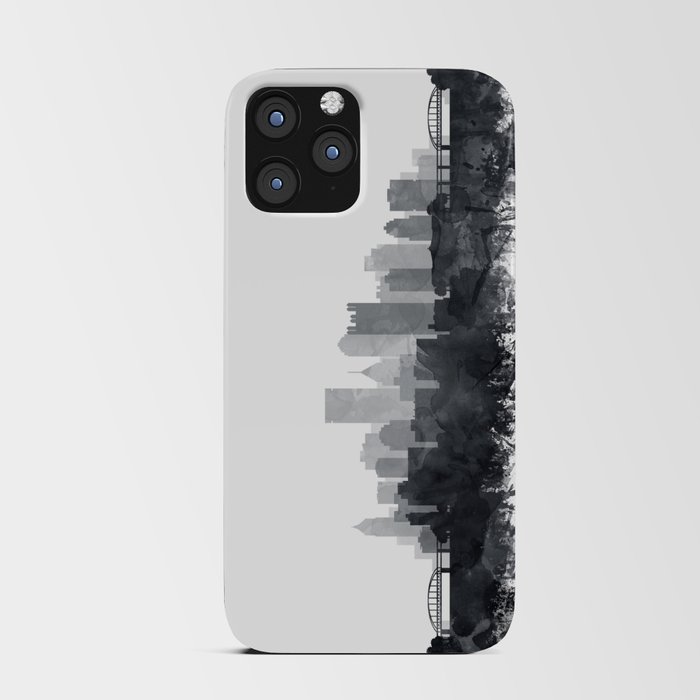 Pittsburgh Skyline Black & White Watercolor by Zouzounio Art iPhone Card Case
