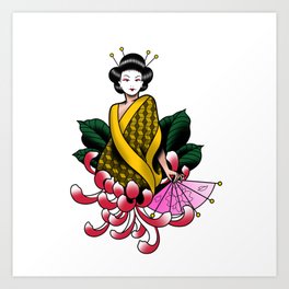 Chrysanthemum Geisha Art Print
