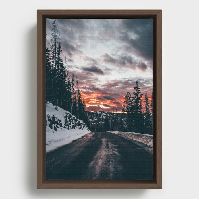 Cold Winter Sunset Framed Canvas