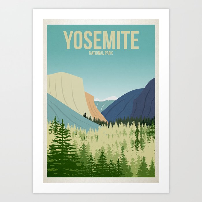 Yosemite National Park - Travel Poster - Minimalist Art Print Kunstdrucke Yosemite National Park - Travel Poster - Minimalist Art Print Kunstdrucke
