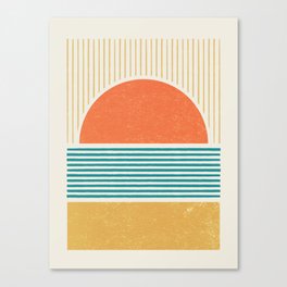 Sun Beach Stripes - Mid Century Modern Abstract Canvas Print