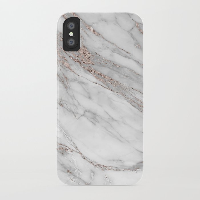 Pink Rose Gold Blush Metallic Glitter Foil On Gray Marble