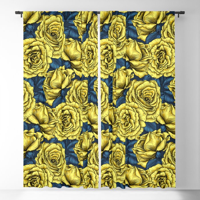 Yellow roses Blackout Curtain