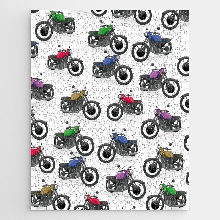Multicolored Motorbikes pattern Jigsaw Puzzle
