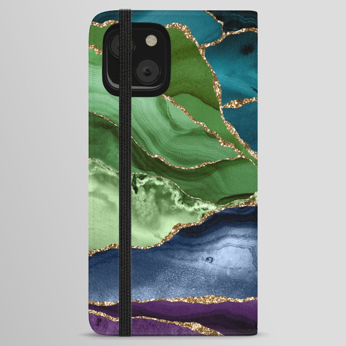 Peacock Agate Texture 09 iPhone Wallet Case