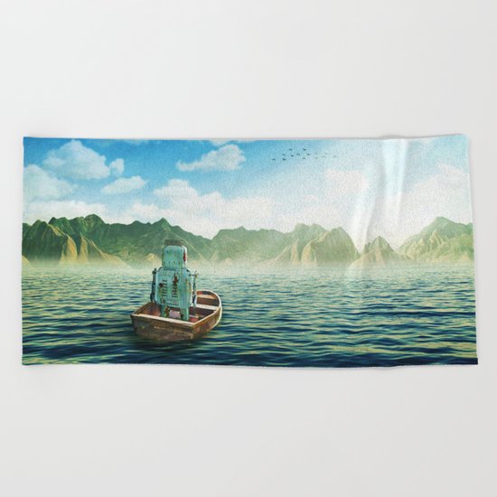 Swim back to shore Beach Towel