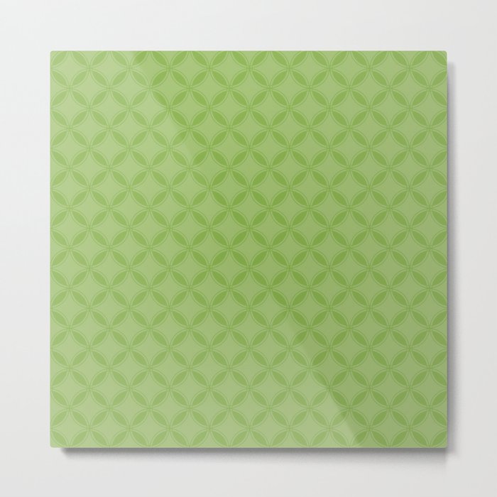 Greenery Green Geometric Interlocking Circle Pattern Metal Print