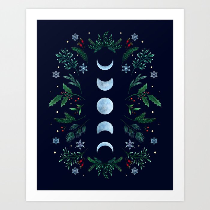 Moonlight Garden - Festive Green Art Print