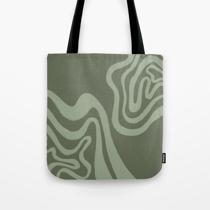 Reseda Green Swirls over Vintage Olive Paper Tote Bag