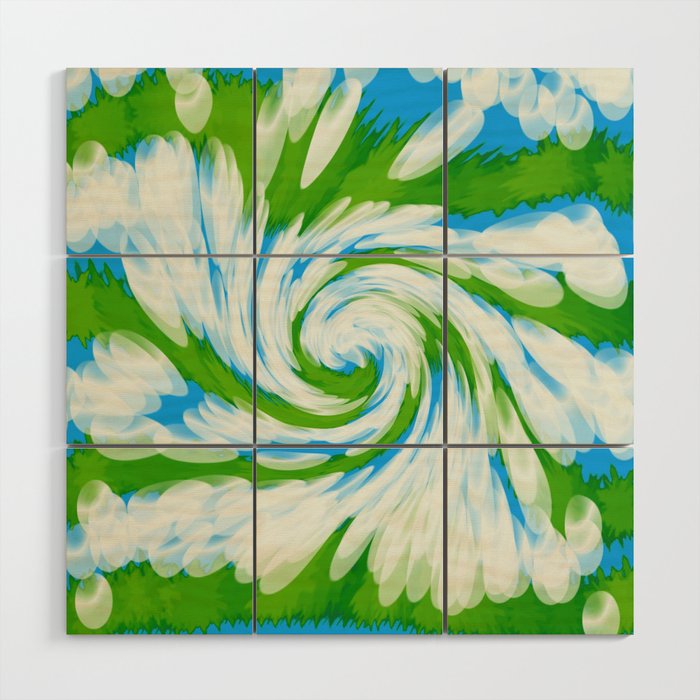 Groovy Green Blue Swirl Wood Wall Art