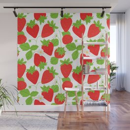 Strawberry fruit seamless pattern illustration  Wall Mural
