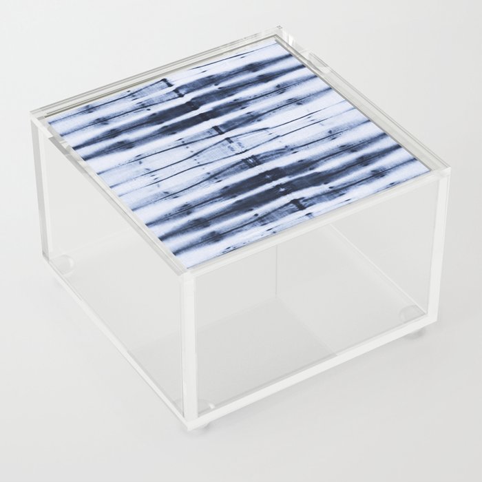 horizontal stripes shibori blue indigo Acrylic Box