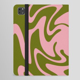 70s Retro Abstract Green and Pink Spiral iPad Folio Case