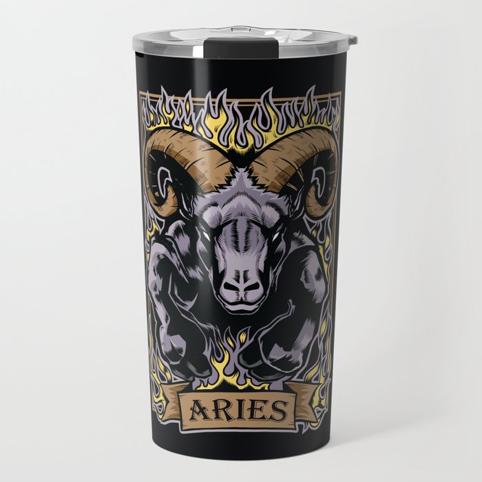 Aries Zodiac Sun Sign Ram Fire Astrology Travel Mug