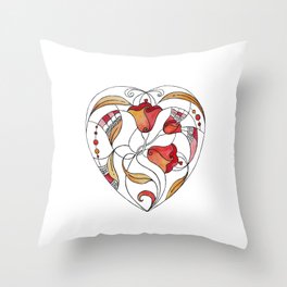 Watercolor heart hand drawn. Abstract illustration Throw Pillow