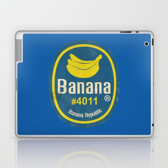 Banana Sticker On Blue Laptop & iPad Skin