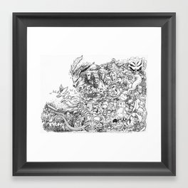 Anime Characters Doodle Framed Art Print