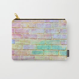 pastel rainbow distressed painted brick wall ambient decor rustic brick effect Carry-All Pouch