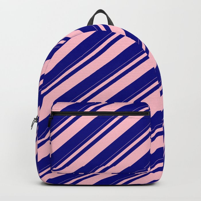 Pink & Blue Colored Striped Pattern Backpack