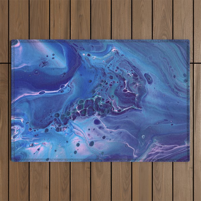 Blue & Pink Marble Abstraction Outdoor Rug