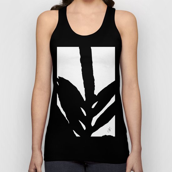 Green Fern Black and White Unisex Tank Top