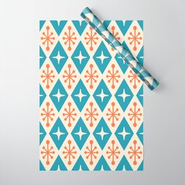 Mid Century Modern Atomic Age Googie Pattern 107 Turquoise and Orange Wrapping Paper