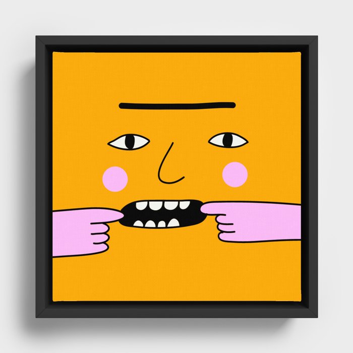 yellow super funny face smirking Framed Canvas