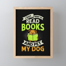 Book Dog Reading Bookworm Librarian Reader Framed Mini Art Print