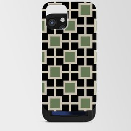 Classic Hollywood Regency Pattern 763 Black Sage Green and Beige iPhone Card Case