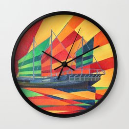 Sail Away Junk Pleasure Boat Wall Clock