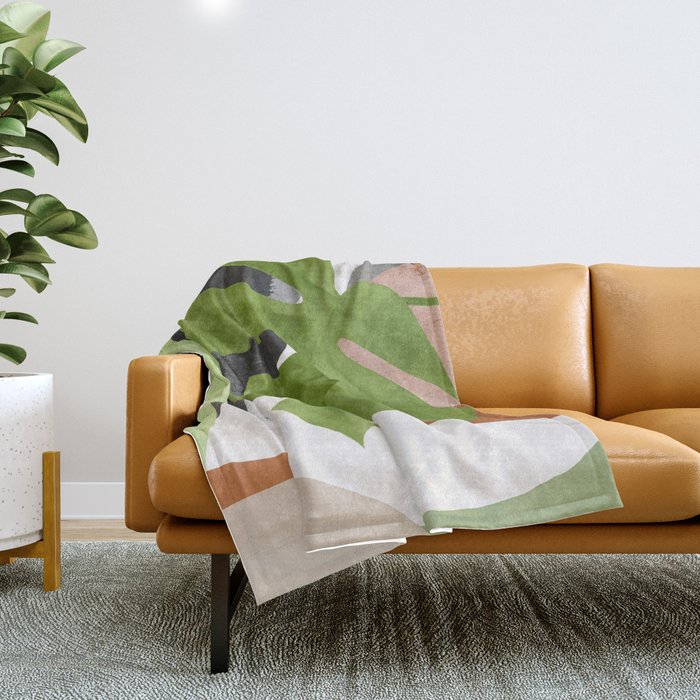 Abstract Art Tropical Leaf 12 Throw Blanket