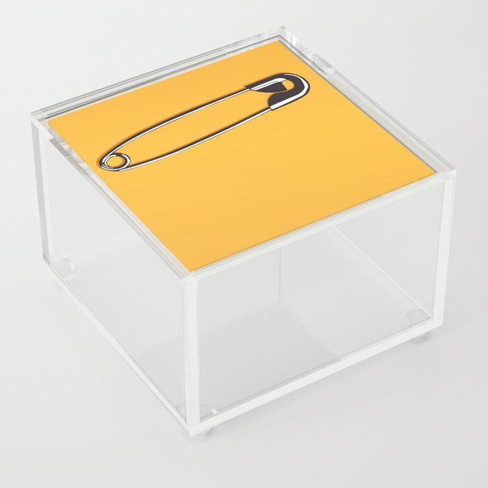 Safety Pin on Orange Acrylic Box