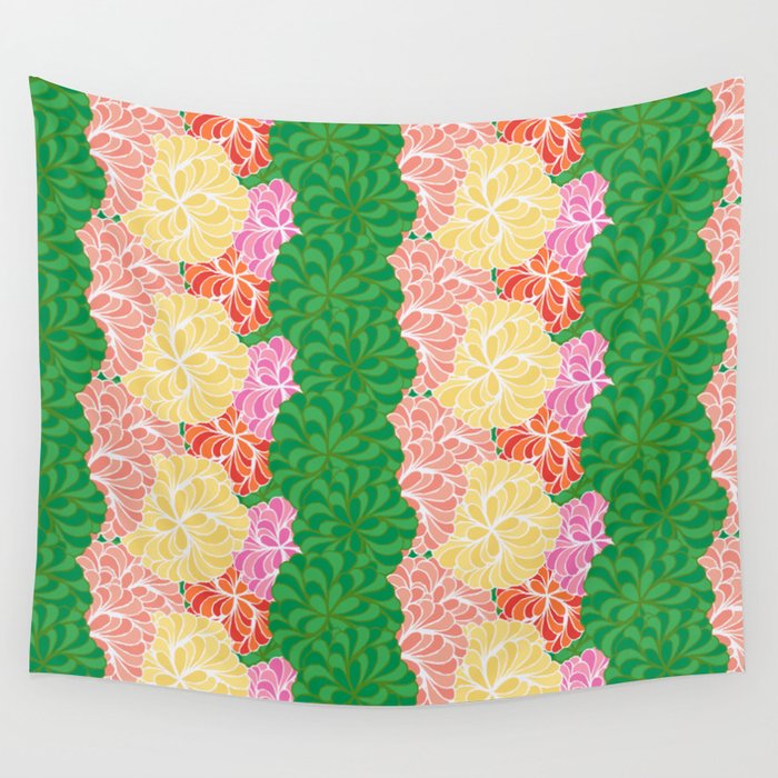 orange white and green dahlia sun lovers courtyard garden flowers Wall Tapestry