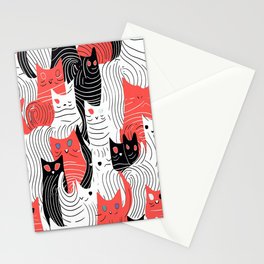Cat Lover Gift | Line Art Cat Gift Kitten Lover Cat Pattern Stationery Cards