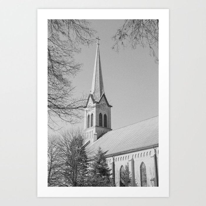 Minnesota Architecture | Black and White Church | Film Photography Art Print
