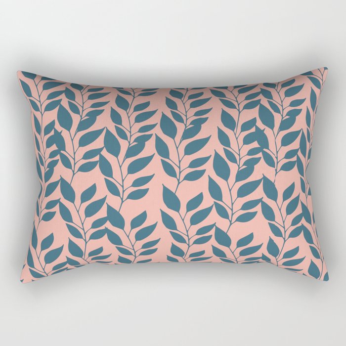 Blue silhouettes of leaves seamless pattern Rectangular Pillow