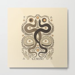 Gemini, The Twins Metal Print | Magical, Witchcraft, Sun, Drawing, Moon, Snakes, Astrology, Curated, Horoscope, Zodiacsigns 