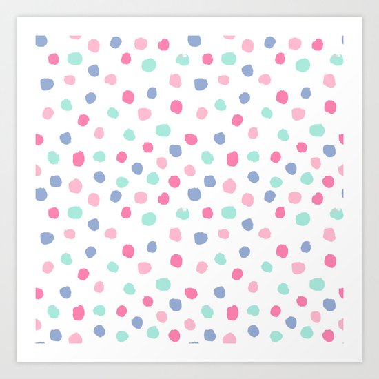 Pastel painted dots pattern minimal mint and pink nursery home decor patterns Art Print