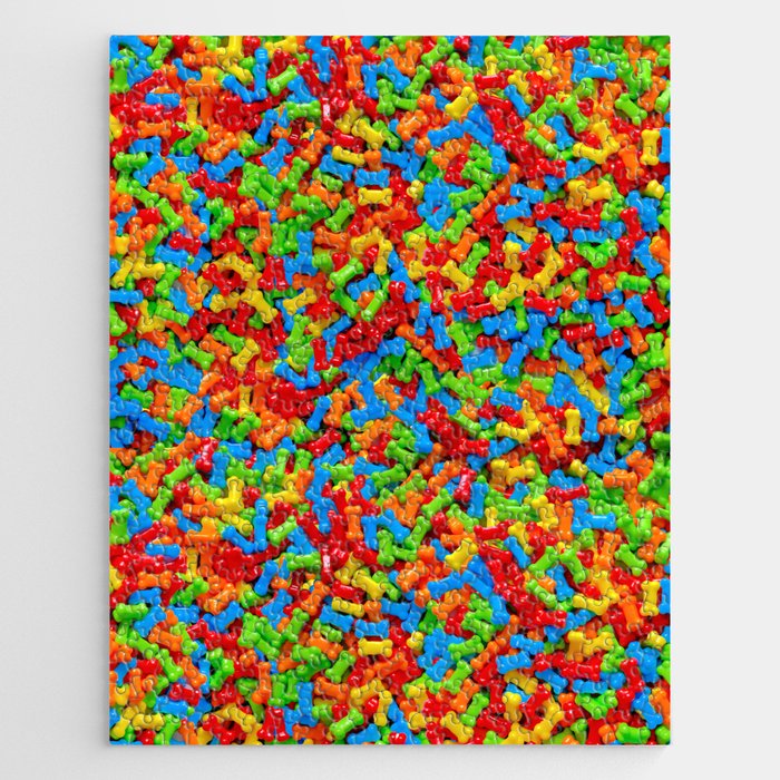 Dog Bones Multicolored Candy Pattern Jigsaw Puzzle