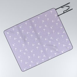 Lilac And White Doodle Palm Tree Pattern Picnic Blanket