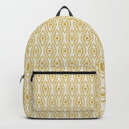 Vintage Golden Evil Eye Ogee Geometric Pattern, Hand-painted Eyes, Beautiful Oil Paint Texture on Light Beige Canvas Backpack