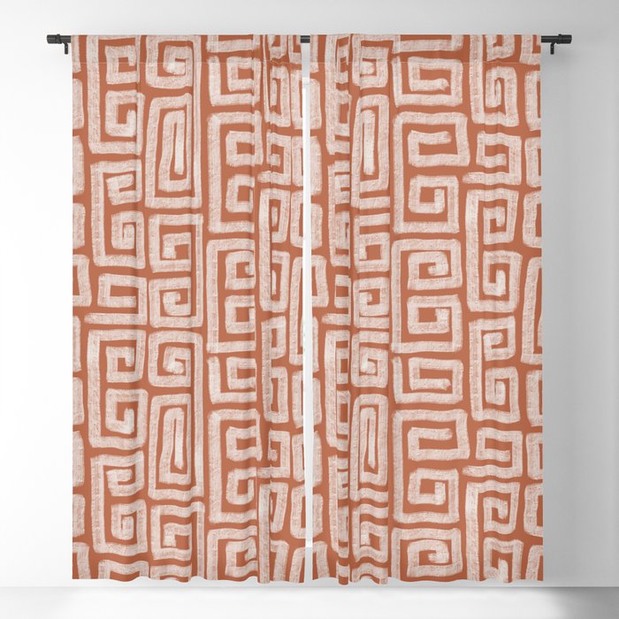 Terracotta Abstract Lines Greek Blackout Curtain