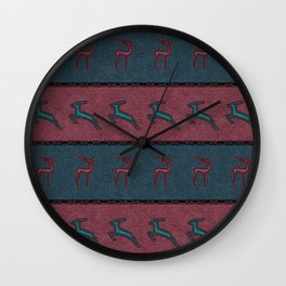 African Antelope on Faux Suede Stripes Wall Clock