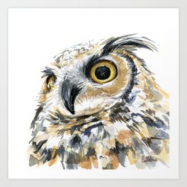 Owl Great Horned Bird of Prey Owls Animals Bird Wildlife Art Print