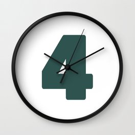 4 (Dark Green & White Number) Wall Clock