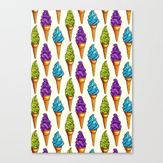 Ice Cream Blue Purple Green Canvas Print