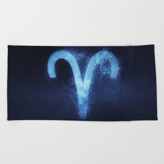 Aries Zodiac Sign. Abstract night sky. Beach Towel