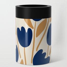 Navy Tulips Abstract Floral Can Cooler
