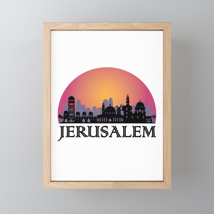 Jerusalem Old City Skyline - Israel Travel Framed Mini Art Print