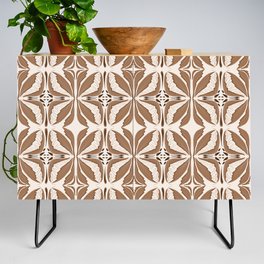 Modern abstract deco motifs pattern - brown Credenza
